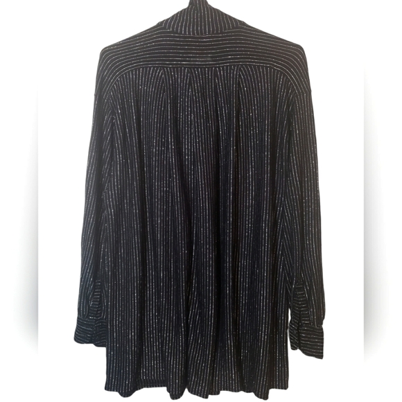 Claudine Black Wool Blend Metallic Collared Button Up Shirt Long Sleeves Size S - Picture 2 of 7